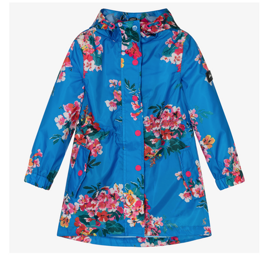 Joules Girls Blue Floral Raincoat – SHOE+SHOE