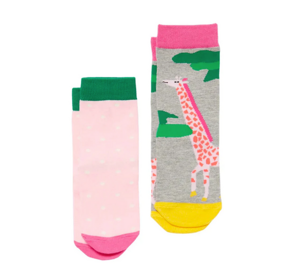JOULES Bamboo Socks 2 Pair Pack Pink Giraffe