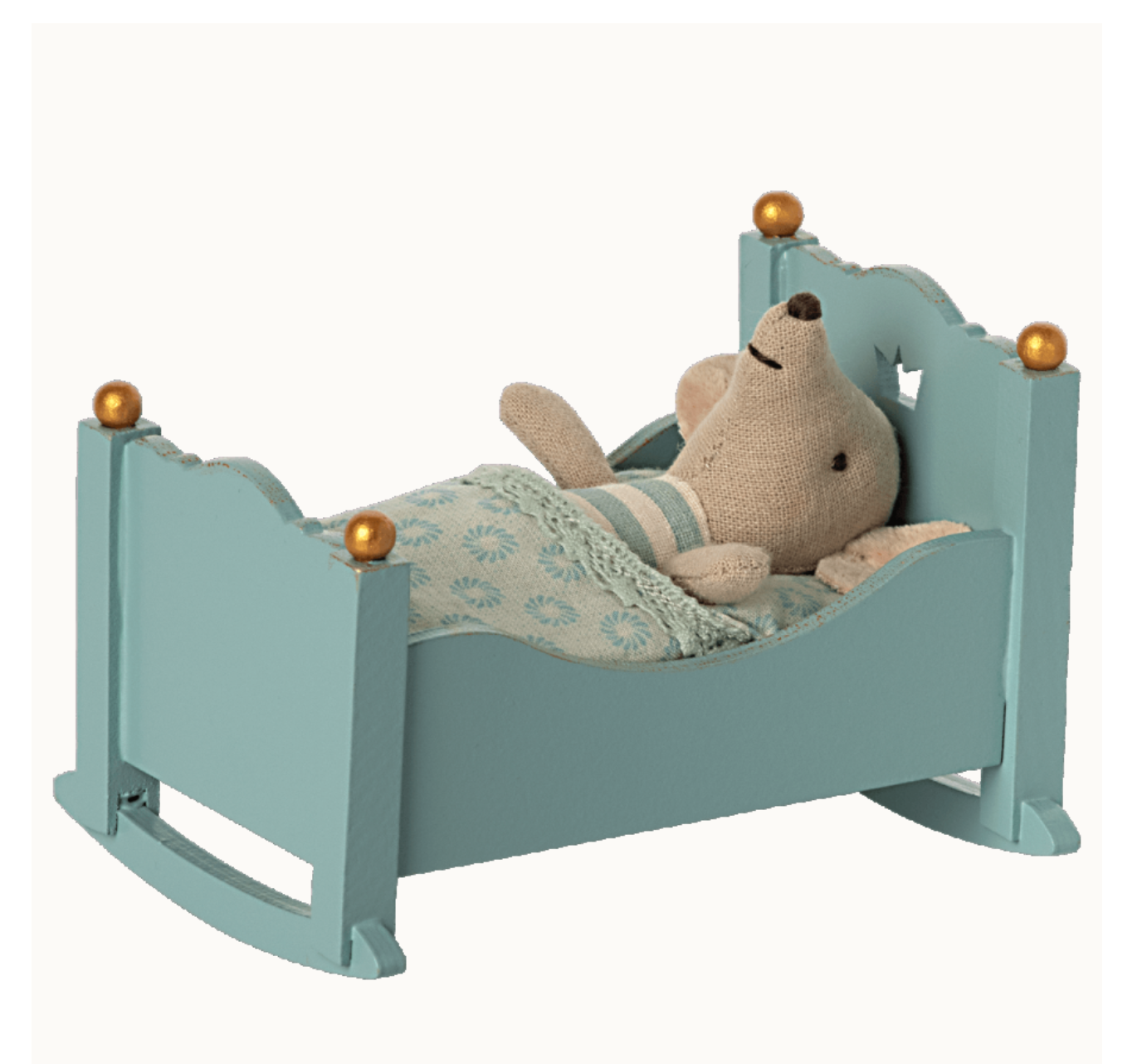 Maileg - Cradle, Baby mouse - Blue