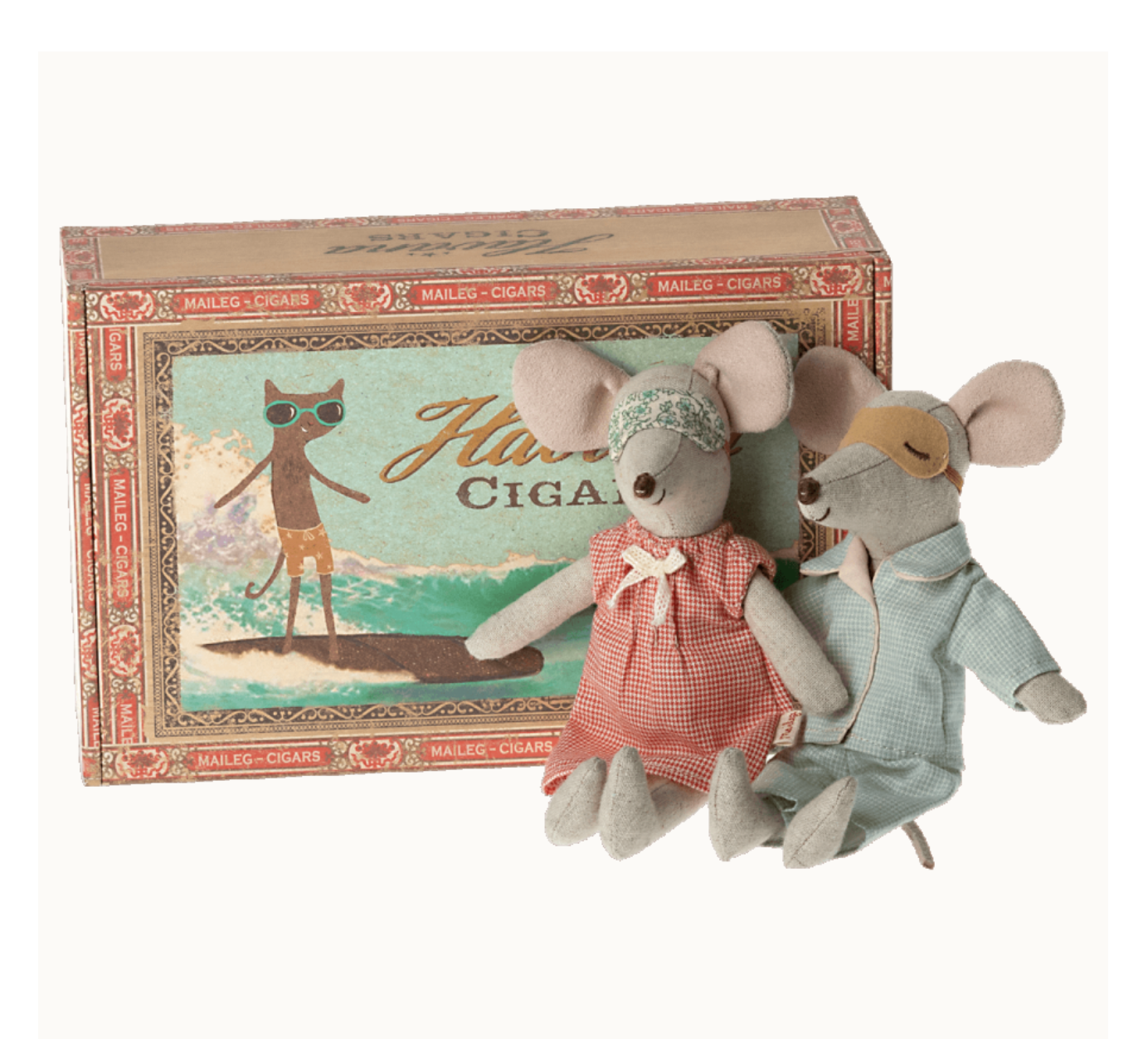Maileg Mum and Dad Mice in Cigarbox