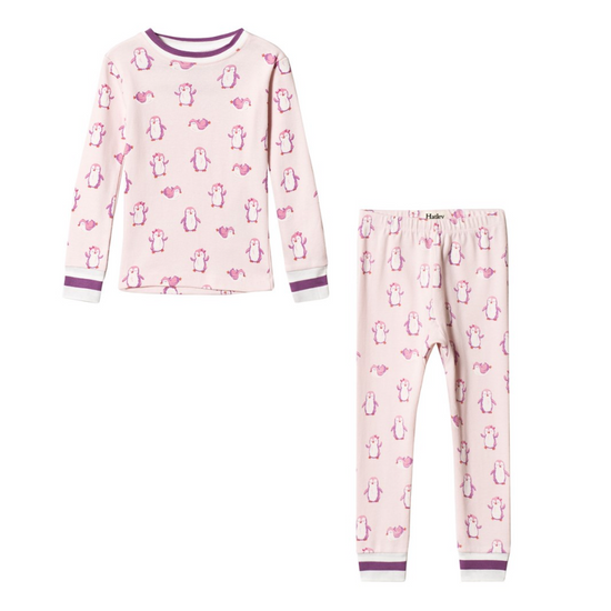 HATLEY Precious Penguins Organic Cotton Raglan Pajama Set