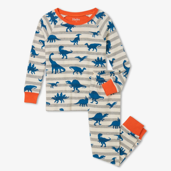 HATLEY Prehistoric Dinos Organic Cotton Raglan Pajama Set