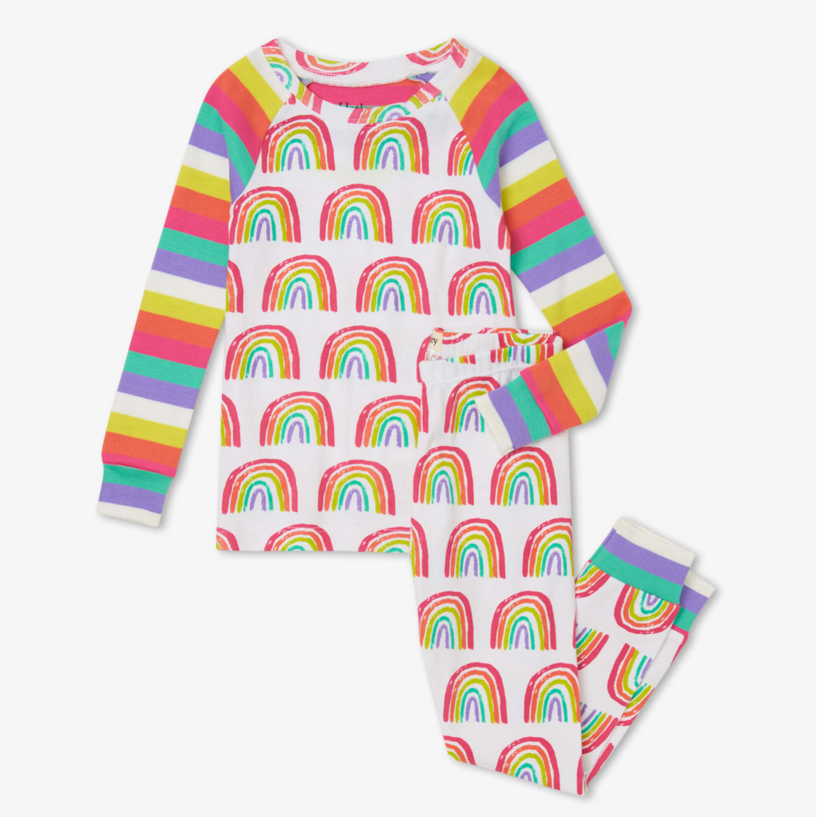HATLEY Pretty Rainbows Cotton Raglan Pajama Set