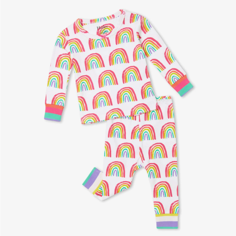 HATLEY Pretty Rainbows Cotton Raglan Baby Pajama Set
