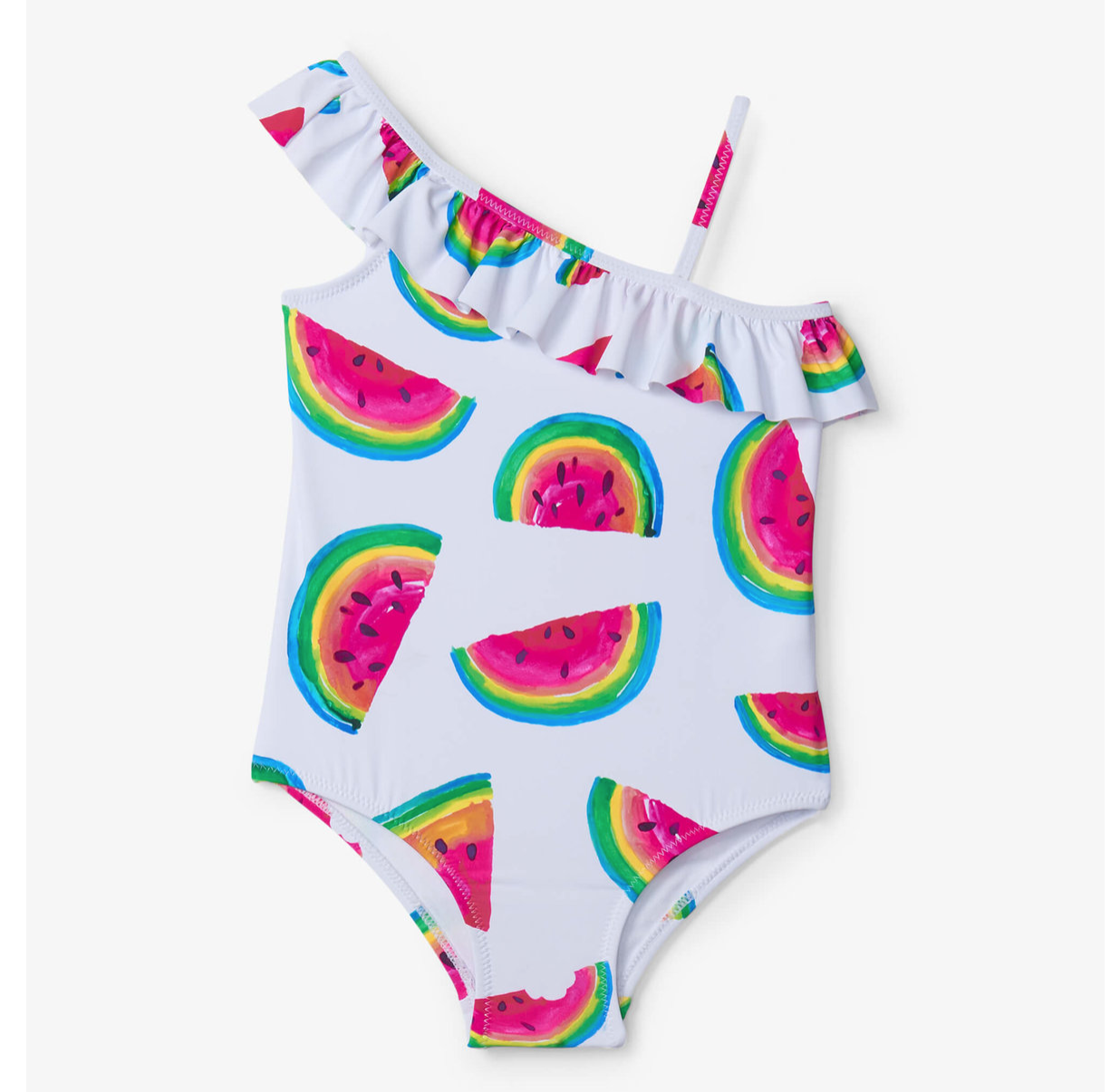 HATLEY Watermelon One Shoulder Ruffle Swimsuit