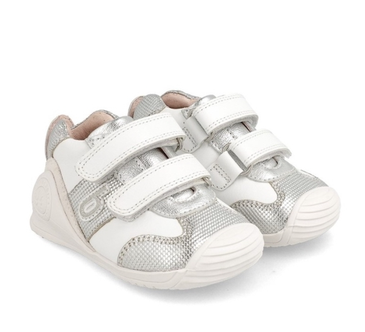 Biomecanics Leather Baby Shoes Silver White